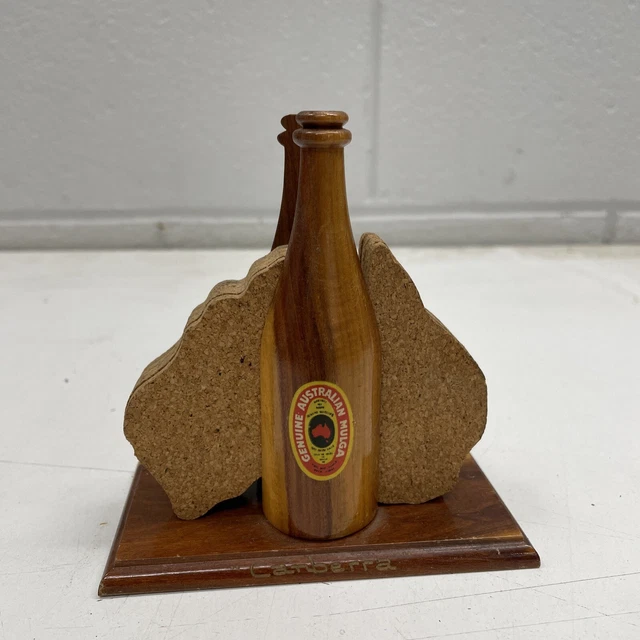 VINTAGE MULGA WOOD Timber Souvenir Australia Canberra Beer Coaster