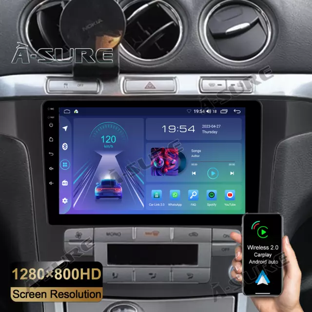 Android 12 Autoradio Navi Carplay WIFI BT Für Ford S-Max Bj. 2006-2014 Auto A/C