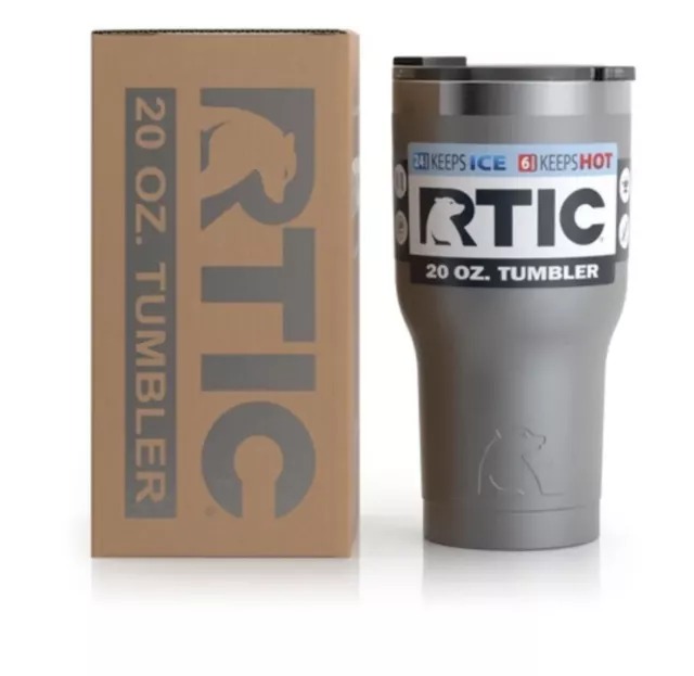 RTIC 20 oz Tumbler Hot Cold Double Wall Vacuum Insulated 20oz Graphite Gray Grey