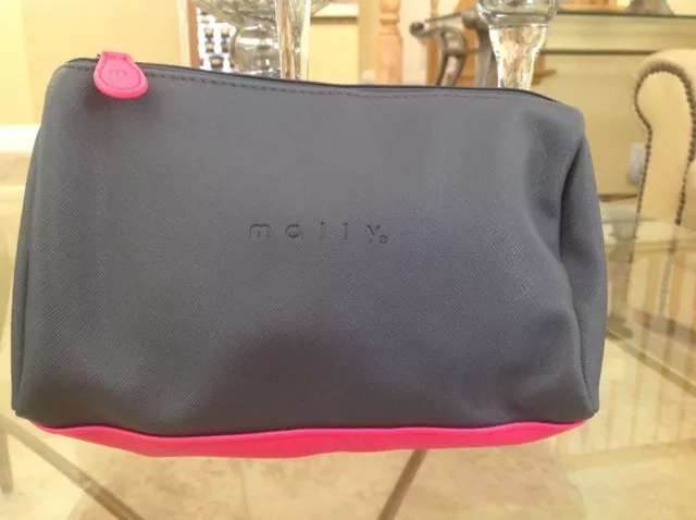 Mally Beauty Gray and Hot Pink Zippered Cosmetics Makeup Bag - Brand new
