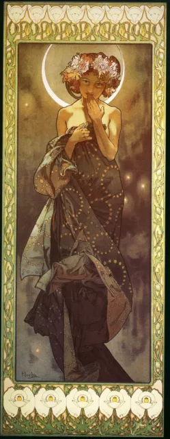 Alphonse Mucha Moon Giclee Canvas Print