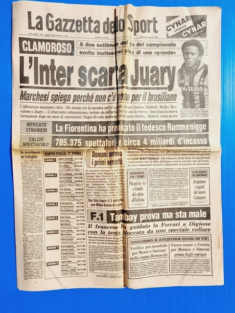Gazzetta Dello Sport - 22 Août 1982 - Paolo Rossi, Juventus, Avellino, Pisa, Verona - Original