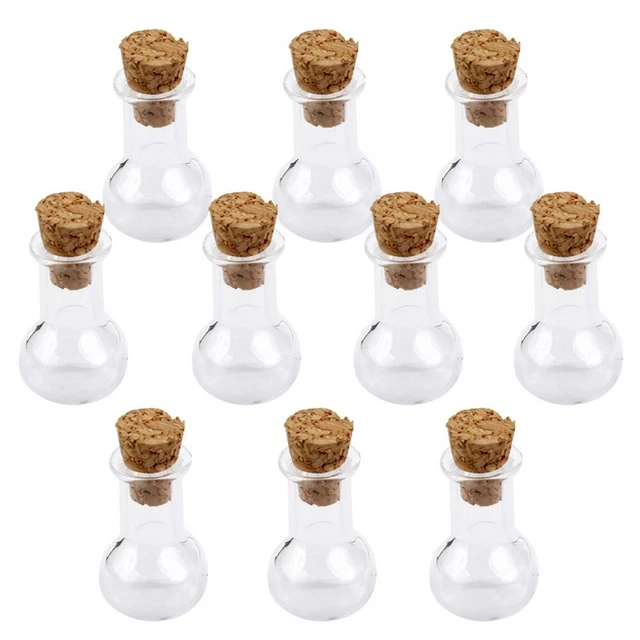 10 Pcs Mini-poupée Bouteilles De Liège En Verre Petits Bocaux Transparent