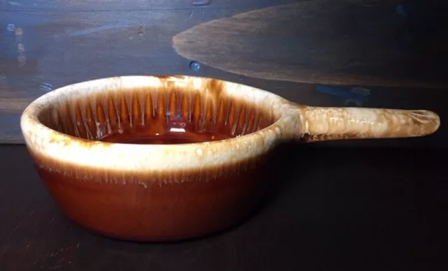 McCOY BROWN DRIP BOWL WITH HANDLE #874 NICE HIGH GLOSS GLAZE BEAN Pottery Nice