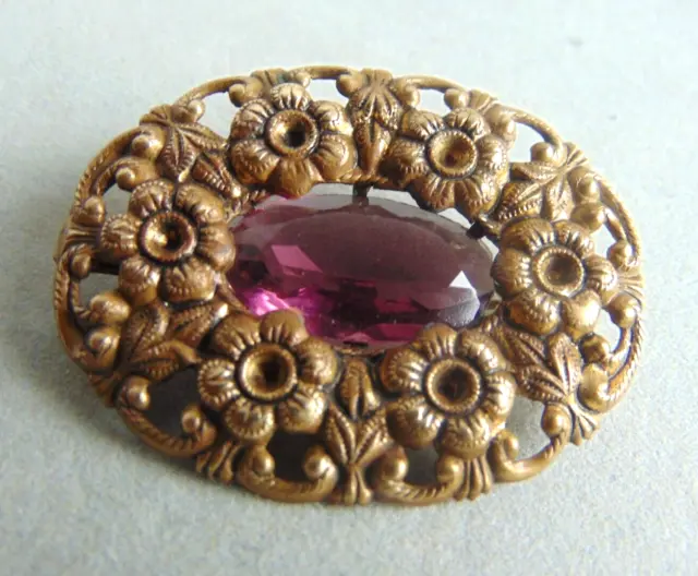 Broche ancienne 1900, pierre violette