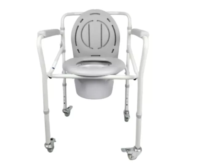 Toilettenstuhl WC-Stuhl Toilettenhilfe Stuhl mit Rollen klappbar Toilette 2