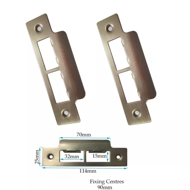 Door Strike Plate Polished Chrome or Satin  Long Plates  Dust Box  Mortice Latch