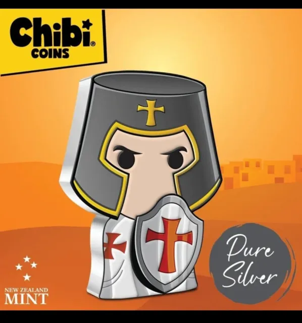 2022 Niue Warriors of History Knight Templar 1 oz Silver Colorized Chibi Coin