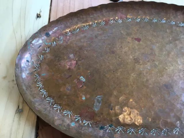 Arts and Crafts Hand Hammered Copper Tray marked GWG 2