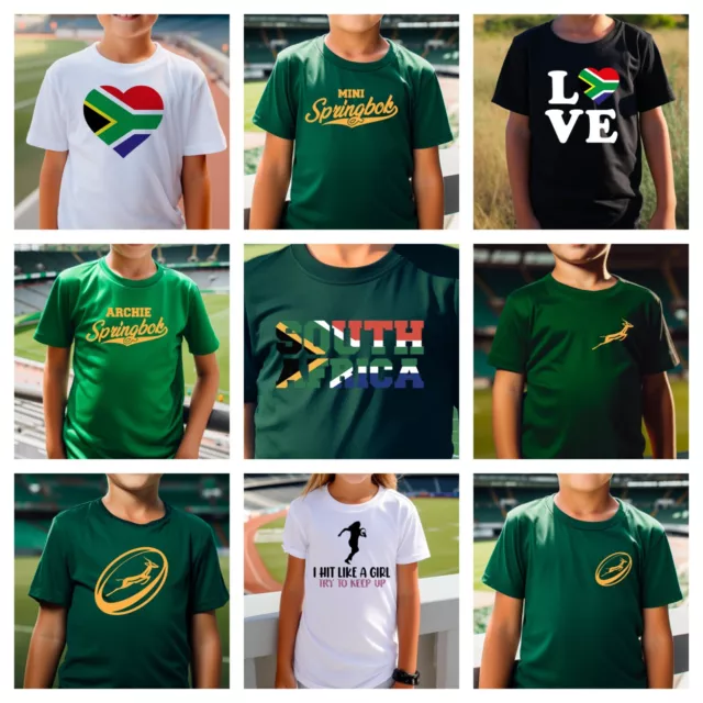 Kids South Africa Rugby T Shirt Boys Girls Cup African World Birthday Gift Top