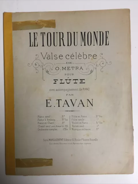 Partitions - Le tour du monde - valse célèbre de O. Métra Pour Flûte et Piano.