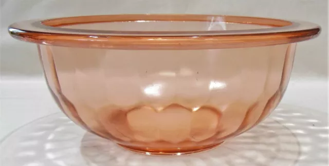 Jeannette Hex Optic Pink Depression Glass Rimmed Mixing Bowl 8”