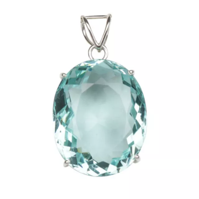 120ct Blue Aquamarine Gem Pendant Oval Cut 925 Sterling Silver Jewelry For Gift