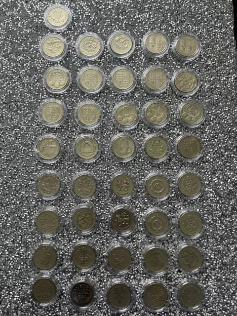 Round pound full set 41 circulated 1983-2015 coins