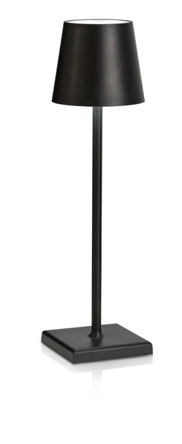Lampada Da Tavolo Led Ricaricabile  Poldina Touch Dimmer Nera 3 Tonalita Di Luce
