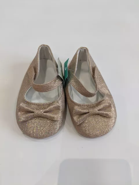 Monsoon Baby Shoes Bow Sparkly Size 3-6 Months Gold