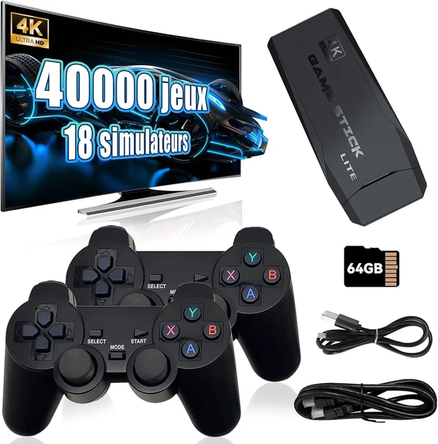 Console De Jeux Rétro 40 000 Jeux - 18 Émulateurs - Plug & Play 4K Avec 2 Manettes - Cadeau Nostalgie