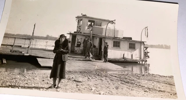 Rare Antique Vintage American Paddle Wheel Ferry Snapshot Photo! Kansas! C.1930s