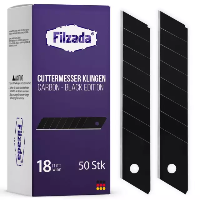 50x Cuttermesser Klingen 18mm Black Carbonstahl Abbrechklingen Cutterklingen