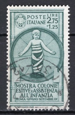IL RARISSIMO LIRE 5 USATO COLONIE ESTIVE OTTIMO ANNULLO REGNO 1937 