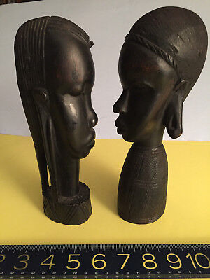 PAIR Vintage Hand Carved BEAUTIFUL Wood African Sculpture Figurine COUPLE