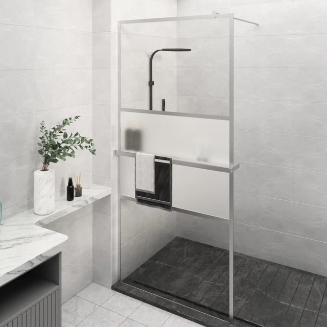 Parete Doccia con Mensola Cromo 80x195cm Vetro ESG e Alluminio
