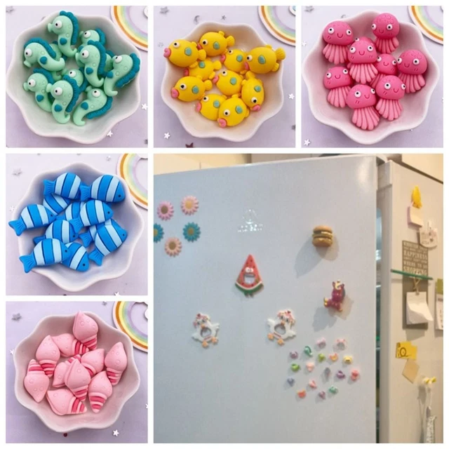 10pcs Resin Ocean Animal Colorful Resin Fish DIY Sticker  Kids Gifts