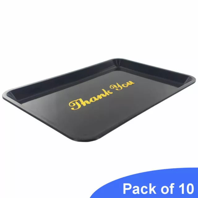 BarBits 10 Plastic Tip Tray - Gold Thank You Print Bill Presenter Cash Trays