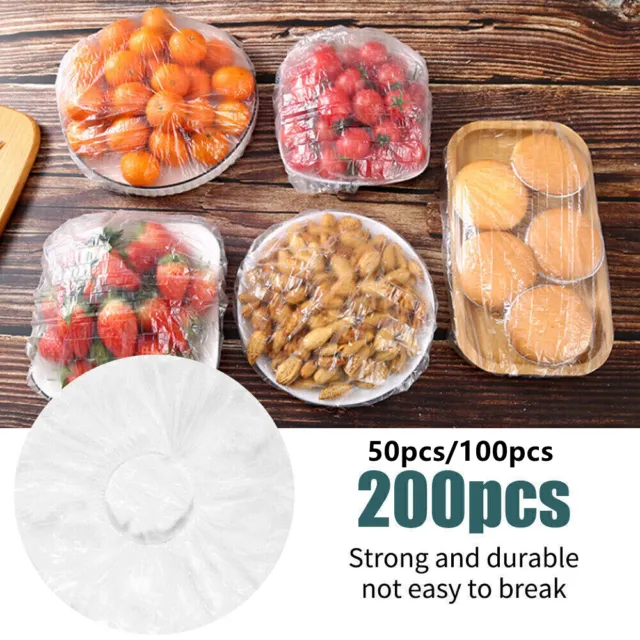 100/200pcs Fresh Keeping Bags Reusable Elastic Food Storage Covers Plastic Bowl