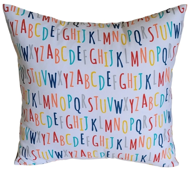 Throw Pillow 18x18 with Alphabet ABC Pillow Cover Removable 100% Cotton