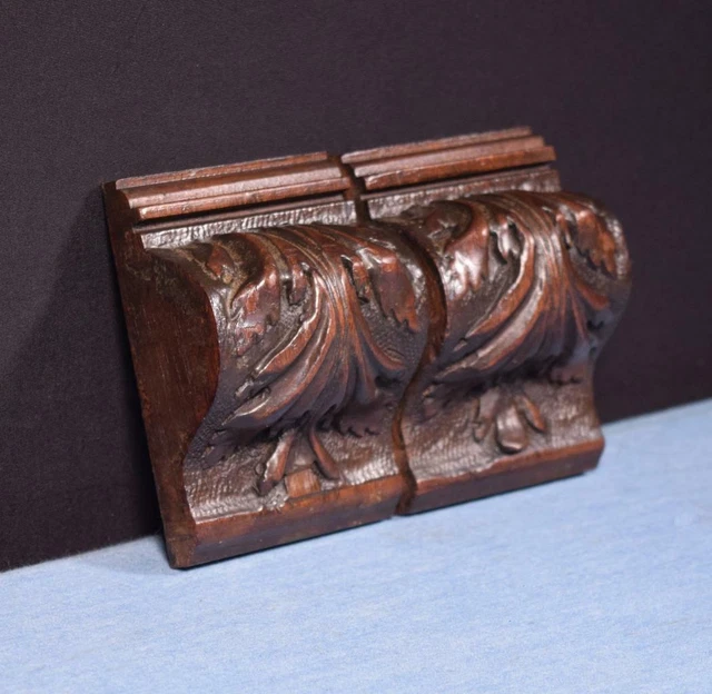 *Pair of 4" French Antique Corbels/Pillars/Brackets in Walnut Wood Salvage