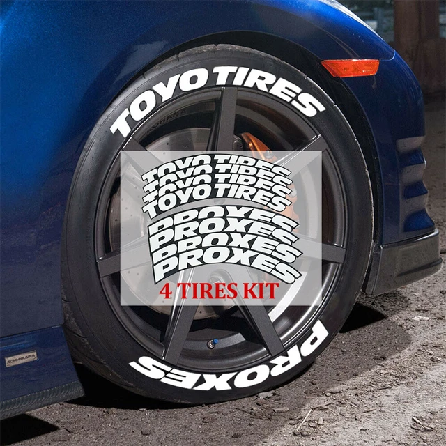 TOYO TIRES PROXES Sticker Rubber Tire Lettering 1.38" 15"-24" Full 4 Tire Sets TOYO TIRES PROXES Sticker Rubber Tire Lettering 1.38" 15"-24" Full 4 Tire Sets
