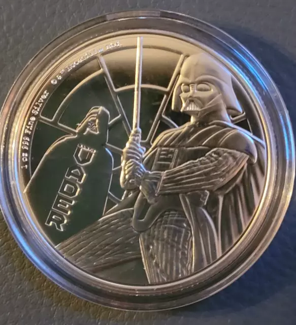 1 oz Silver Coin $2 Star Wars Darth Vader 2022 Nuie