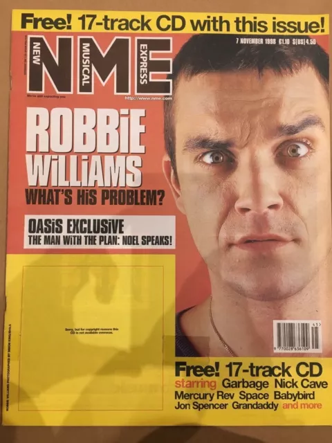 NME New Musical Express 7/11/98 Robbie Williams, Bis, Noel Gallagher/Oasis