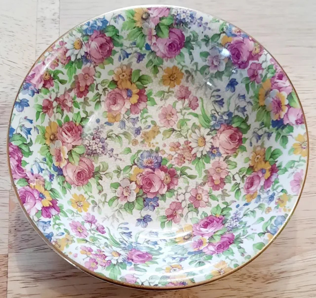 Royal Winton Summertime Chintz 6.5" Cereal Bowl Rose Flowers Grimwades 30's