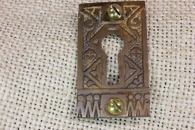 vintage Door Keyhole Lock Brass skeleton key Escutcheon Plate old Bronze