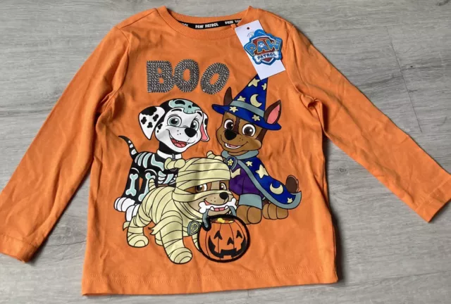 Boys Paw Patrol 'Boo' Halloween Long Sleeve Top 18-24 Months Bnwt Gift Present