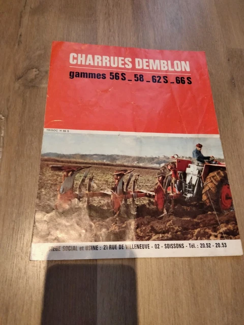 LOT DE 7 prospectus agricole, tracteur, Charrues DEMBLON portées