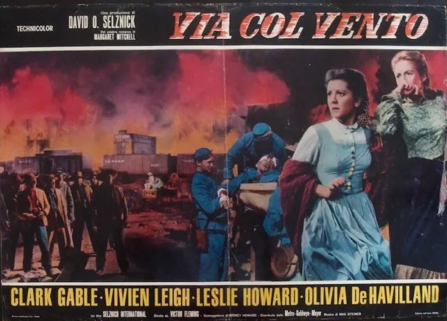 GONE WITH THE WIND Italian fotobusta movie poster 2 VIVIEN LEIGH CLARK GABLE R66