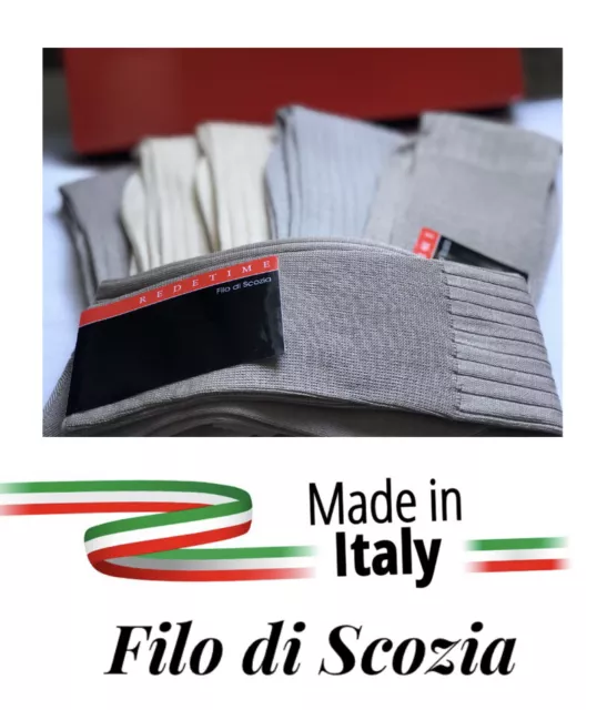 12 Paia Calze Eleganti Uomo 100% Cotone Filo Scozia Italia 3 Colori Assortiti