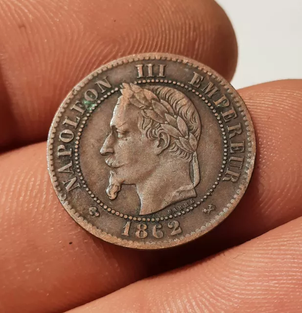 2 Centimes 1862 K Bordeaux, NAPOLÉON III,  Tête Laurée