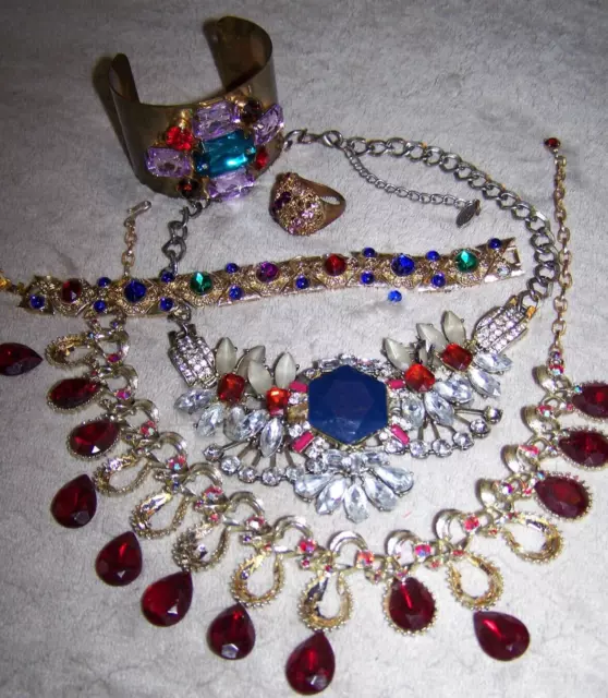 Rhinestone Bling Junk Jewelry Lot Wear Repair Craft Re-purpose Lot Glass&Acrylic