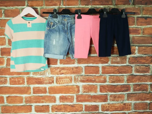Girls Bundle Aged 2-3 Year Next M&S T-Shirt Shorts Set Stripy Summer Denim 98Cm