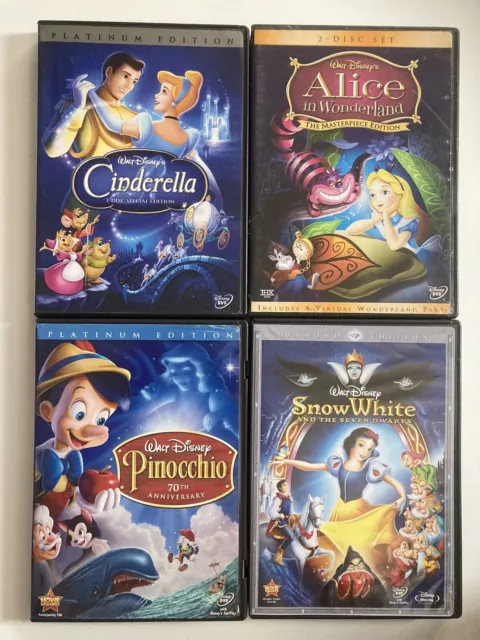 Snow White Pinocchio Cinderella Alice in Wonderland Lot of 4