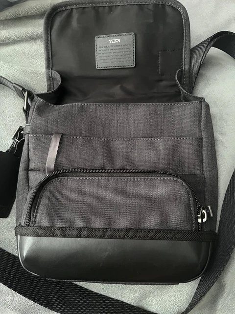 Tumi Mens Crossbody Bag Black Alpha Bravo Barstow Nylon Travel Zipper Logo Strap