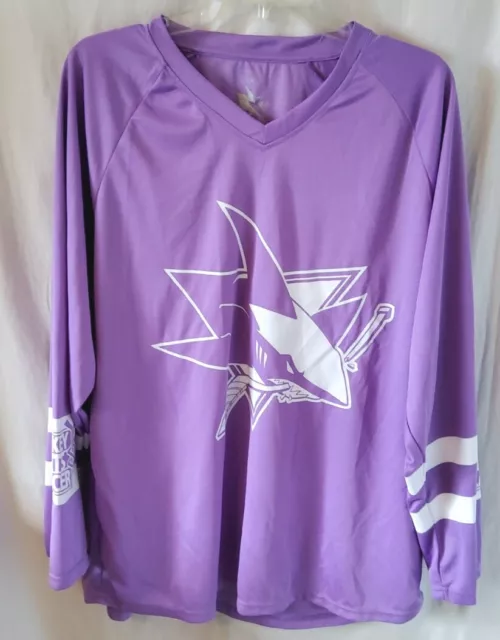Hockey Fights Cancer San Jose Sharks Purple 255J Adidas NHL Authentic Pro  Jersey
