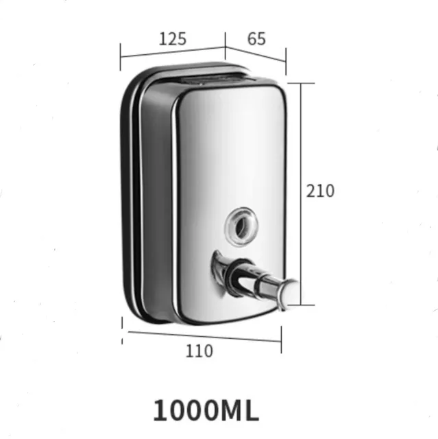 304 Stainless Steel Commercial Grade Polished Wall Mounted Lotion Soap Dispenser