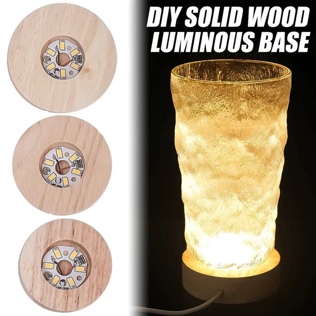 Wholesale RGB LED Wooden Light Base 3d Illusion Night Light With Remote Control USB Acrylic Lamp Wood Display