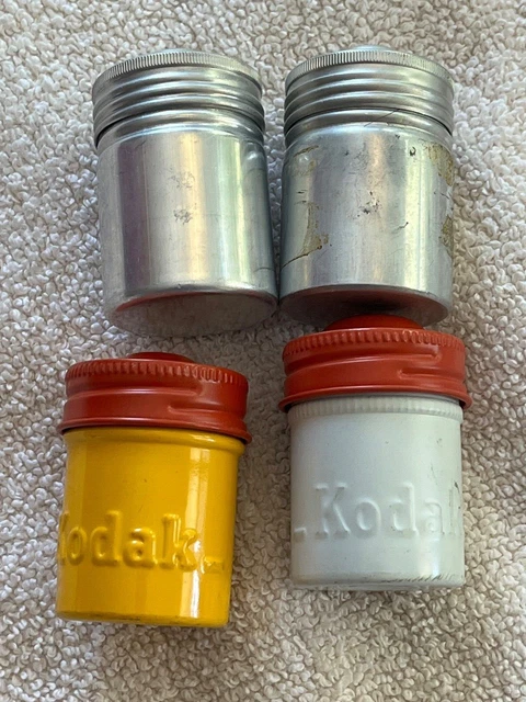 Kodak Metal Tin Film Can CANISTER- 4 VINTAGE Embossed KODAK and ANSCO cans