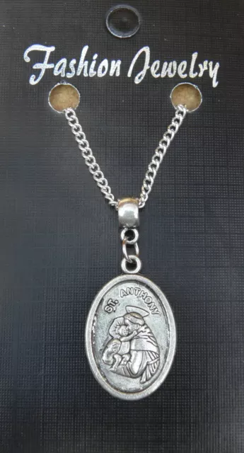 St Anthony Pendant Necklace 18" or 24 Inch Chain Saint Charm Religious Sacred